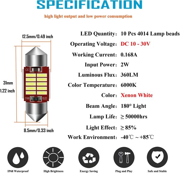 Festoon LED Bulbs 12V 24V